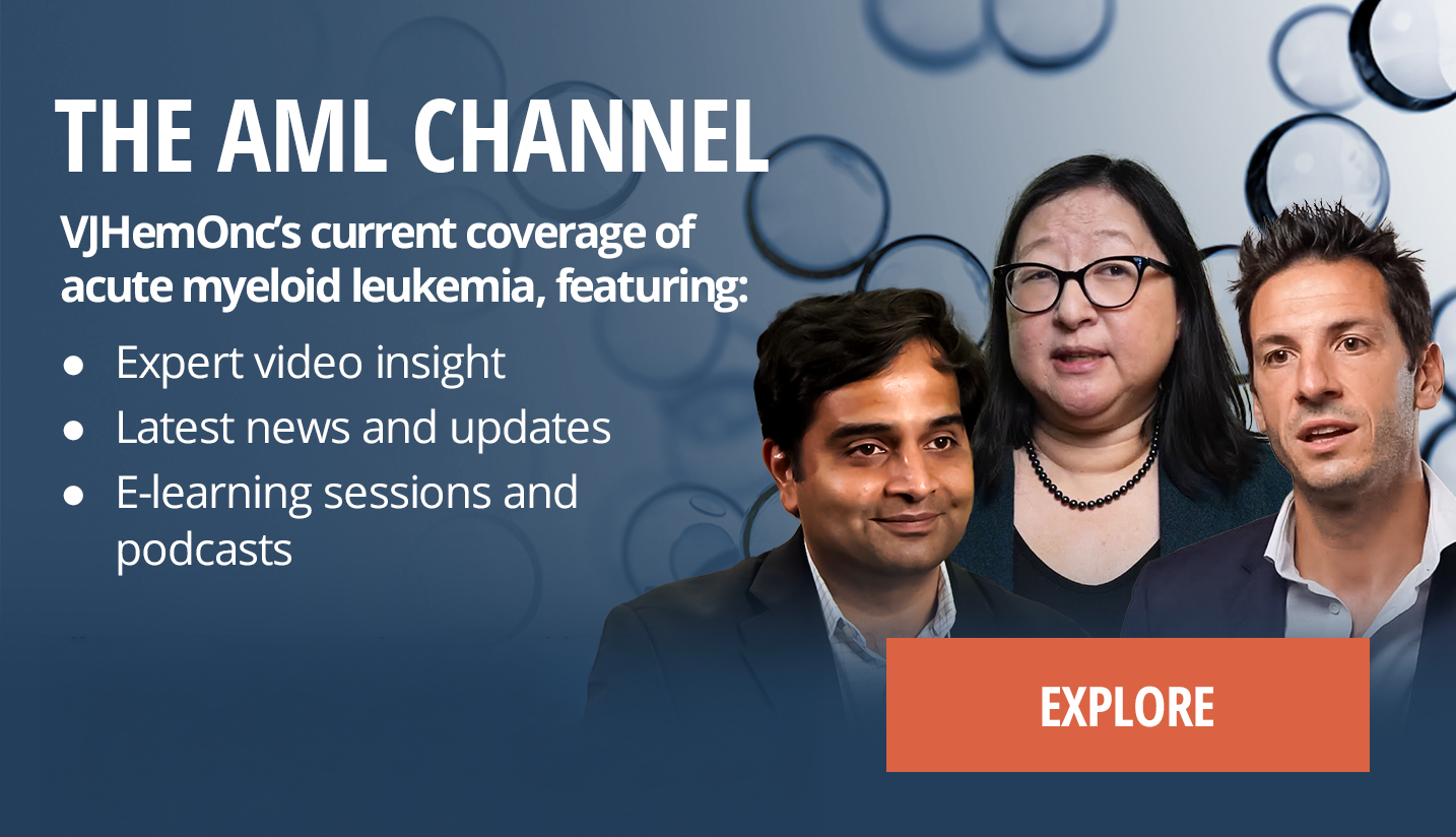 Explore the AML Channel banner with headshots of Naval Daver, Eunice Wang, and Thomas Cluzeau